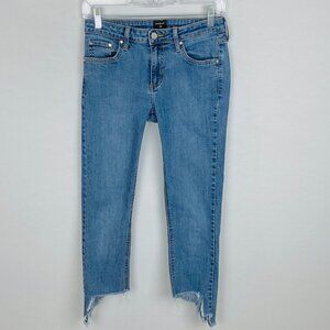 Just Black Womens Size 26 Blue Raw Hem Step Up Jeans